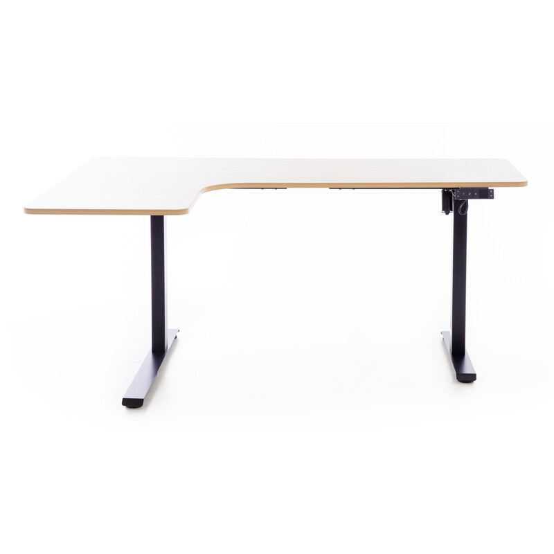 Birou reglabil pe înălțime UNIZDRAV 160x110 cm, stejar maro - colț stâng