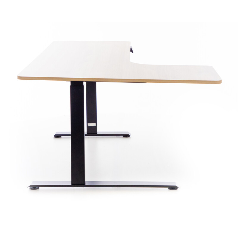 Birou reglabil pe înălțime UNIZDRAV 160x110 cm, stejar maro - colț stâng