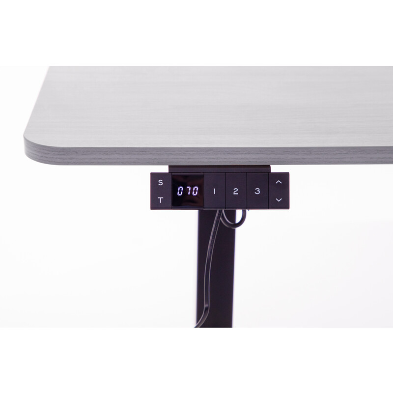 Birou reglabil pe înălțime UNIZDRAV 160x110 cm, gri - colț stâng