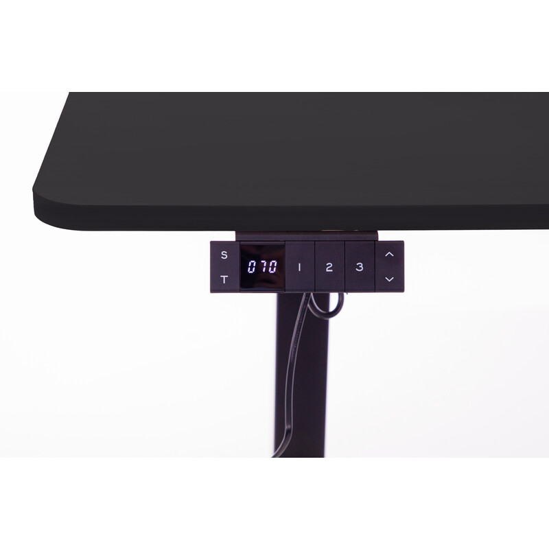 Birou reglabil pe înălțime UNIZDRAV 160x110 cm, neagru - colț stâng