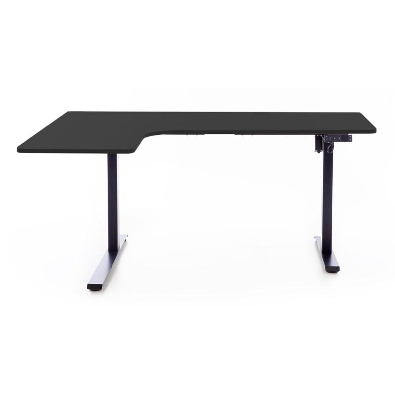 Birou reglabil pe înălțime UNIZDRAV 160x110 cm, neagru - colț stâng