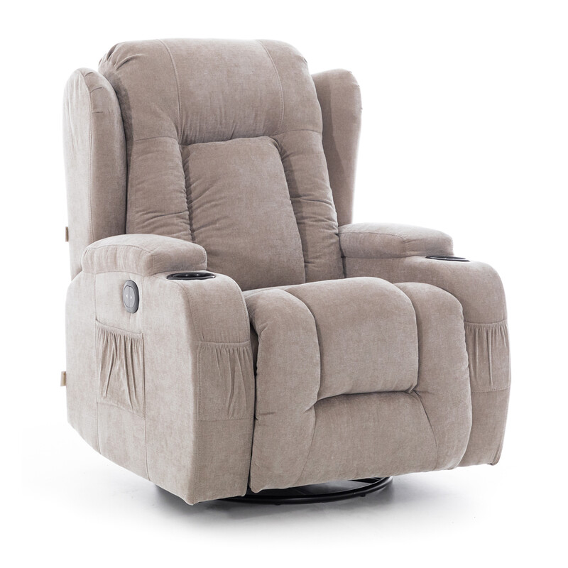 Fotoliu relaxant rabatabil, material textil bej închis(Piesă neambalată)