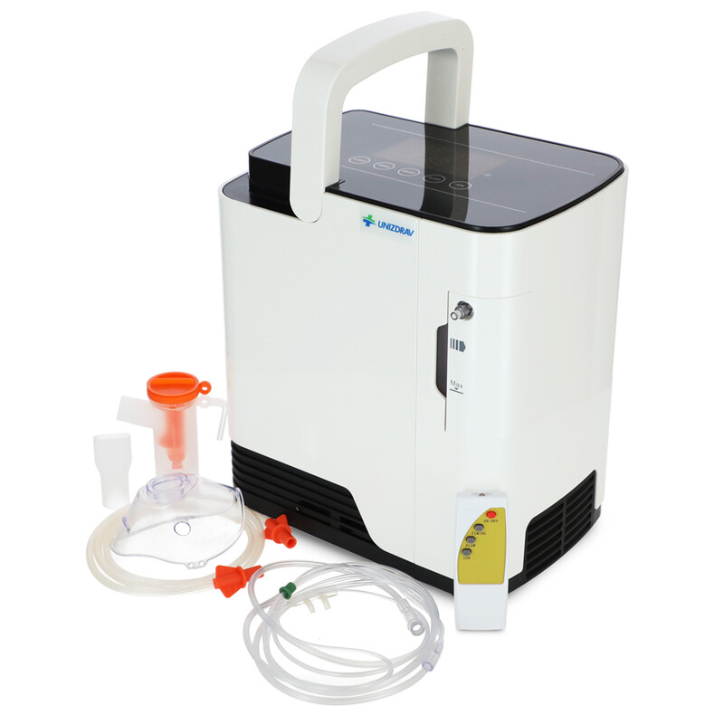 Concentrator de oxigen cu ieșire vocală UNIZDRAV, 7 l/min, alb (Articol folosit)