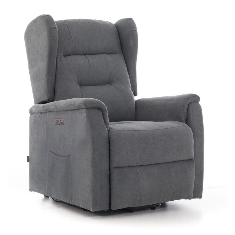 Fotoliu relaxant COMFORT cu funcție de masaj și încălzire, material textil antracit (Piesă folosită)