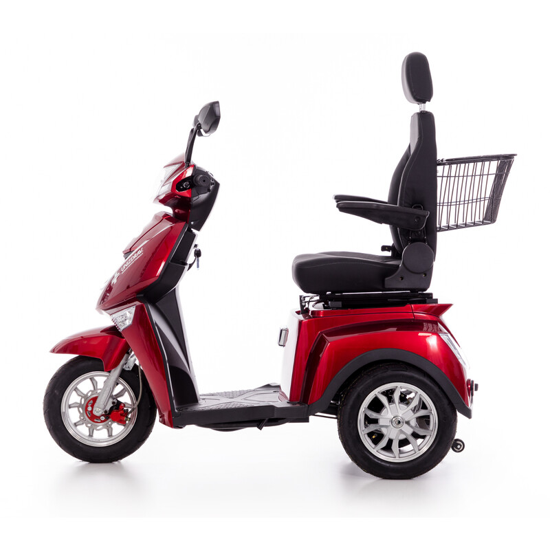 Scuter electric cu trei roți CHAMPION pentru seniori - motor puternic de 1000 W, roșu (Articol folosit)