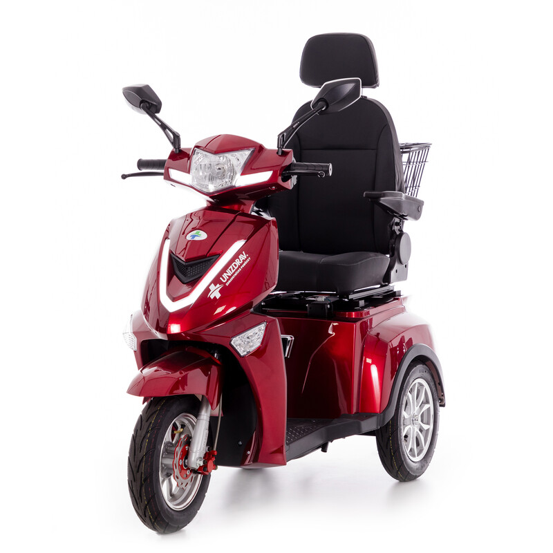 Scuter electric cu trei roți CHAMPION pentru seniori - motor puternic de 1000 W, roșu (Produs resigilat)