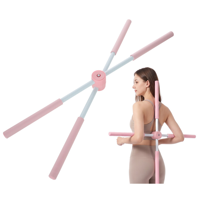 Baston de yoga pentru stretching și corectarea posturii, roz