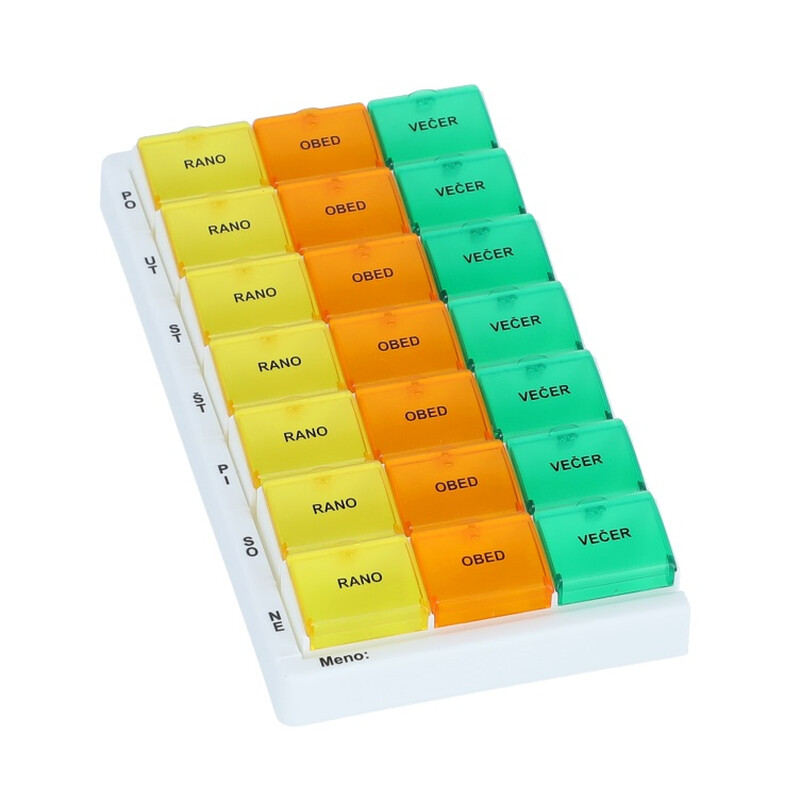 Dozator de medicamente colorat - săptămânal, T03