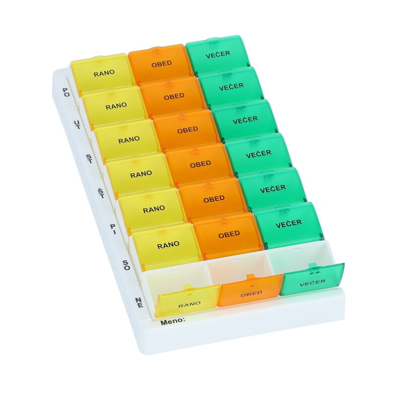 Dozator de medicamente colorat - săptămânal, T03